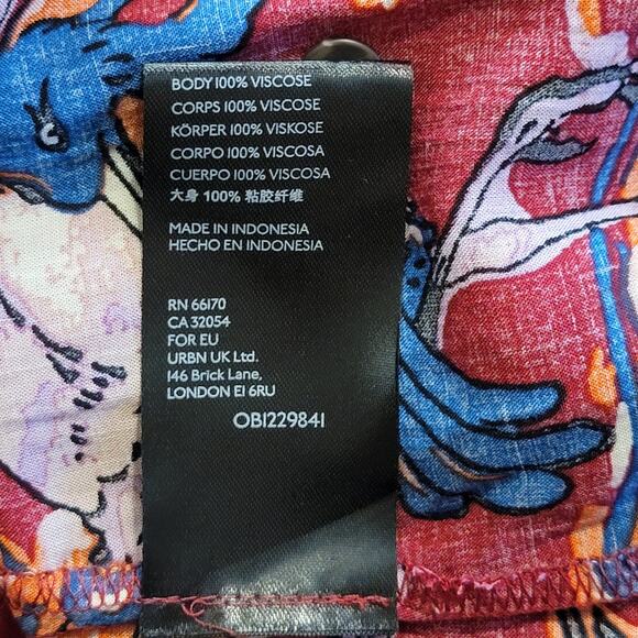 Anthropologie Maeve Bird Print Button Down Shirt Ruffle Tie Cuff  Boho Blouse 4 - Picture 13 of 16